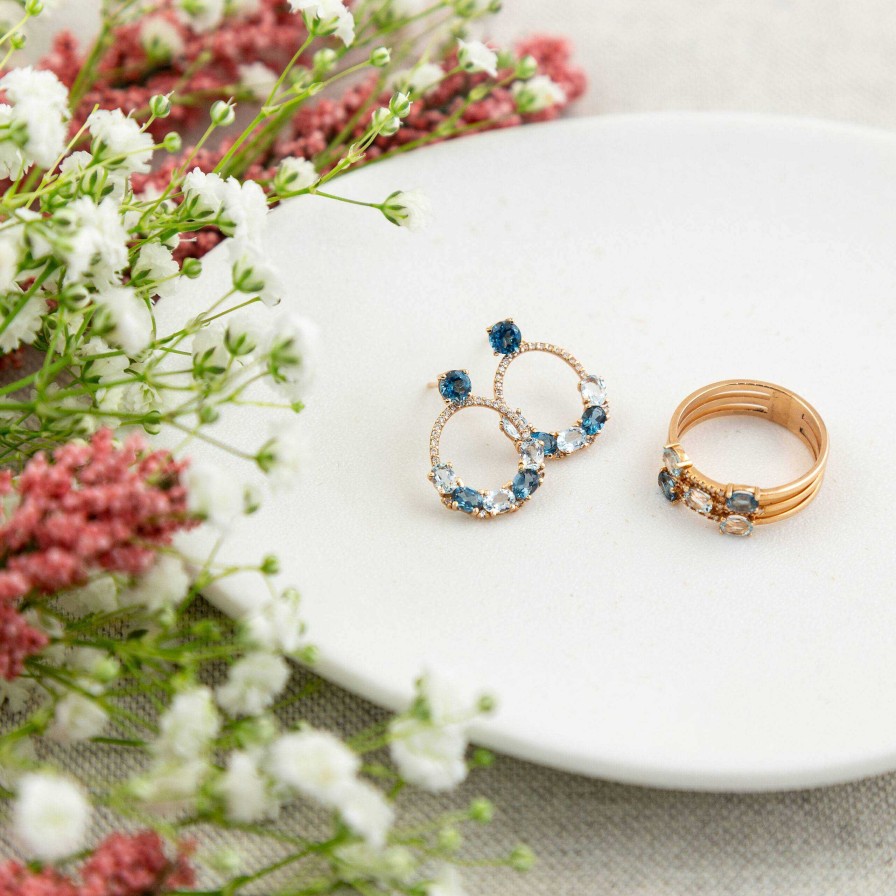 Anillos Joyería primavera con | Sortija Con Brillantes, Topacios Y Aguamarinas