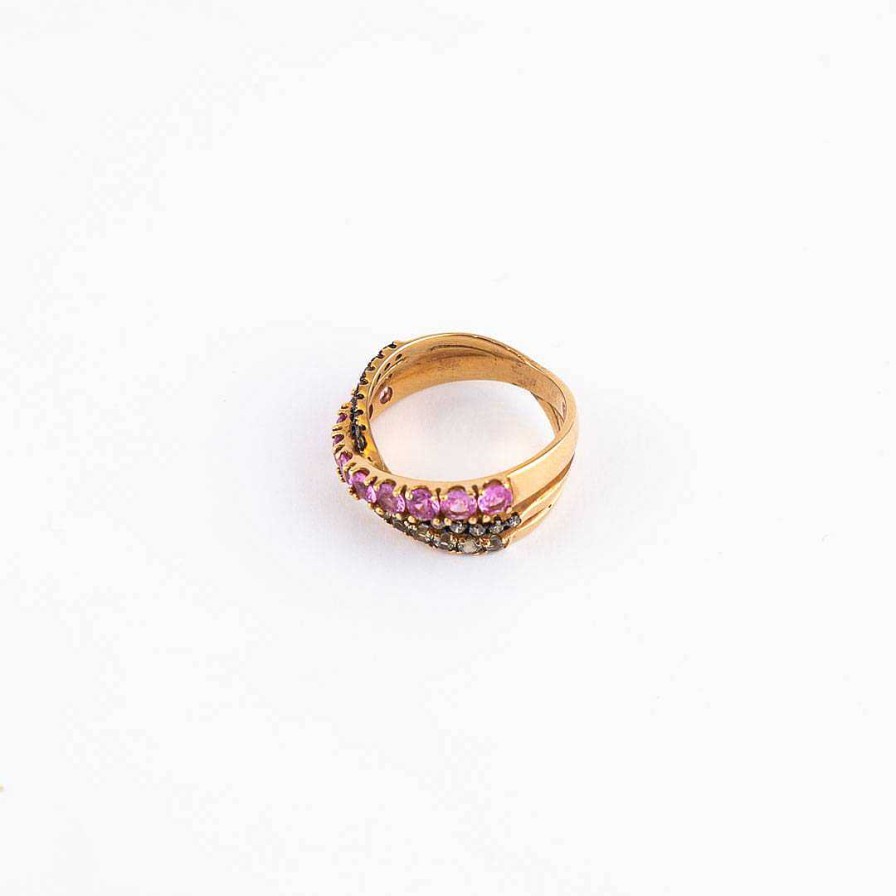 Anillos Joyería | Sortija Con Zafiro Rosa Y Brillantes Brown