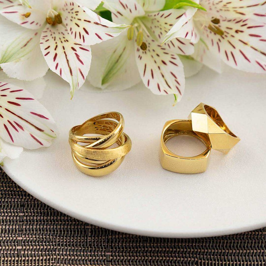 Anillos Joyería | Sortija De Oro Amarillo Mate Y Brillo