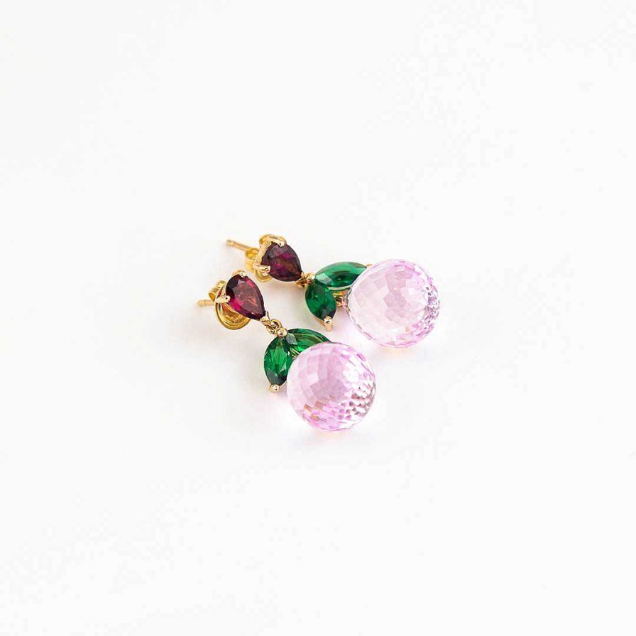 Pendientes Joyería | Pendientes Con Piedra Rosa De Francia