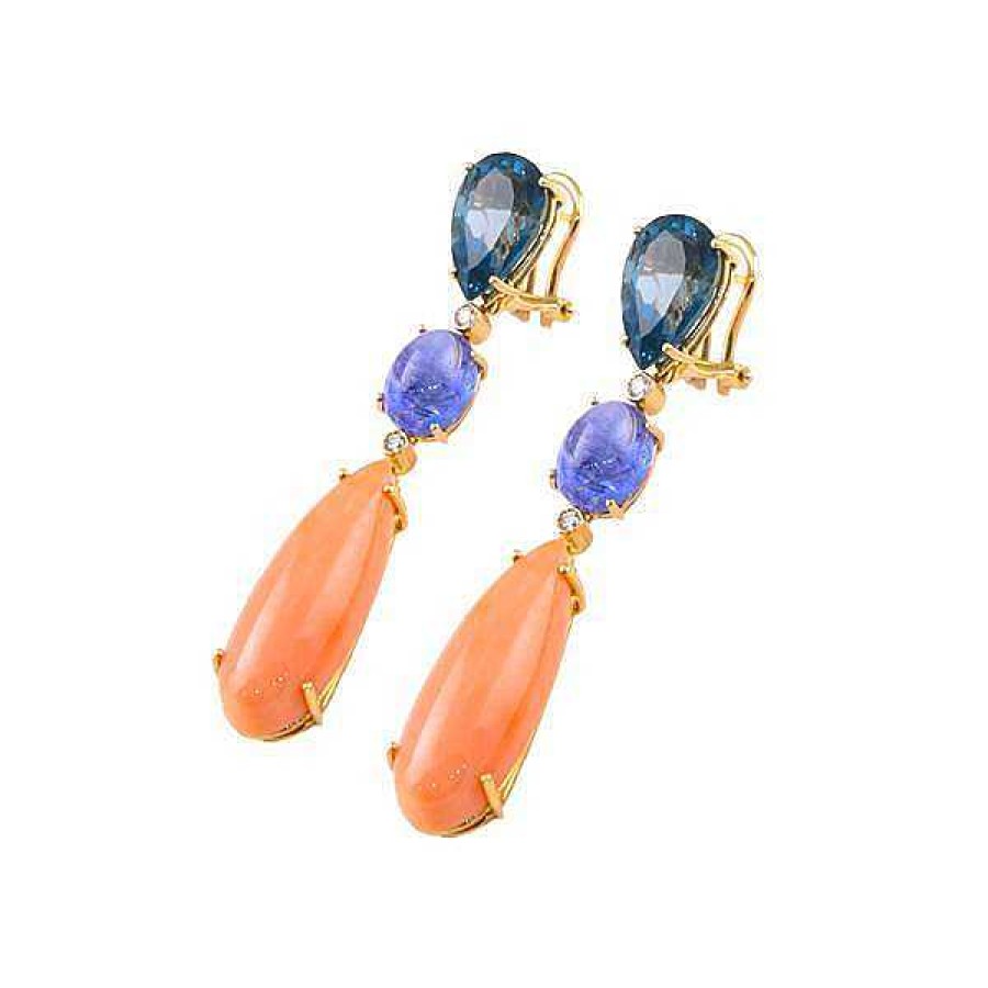 Pendientes Pendientes | Pendientes De Oro Rosa Con Coral