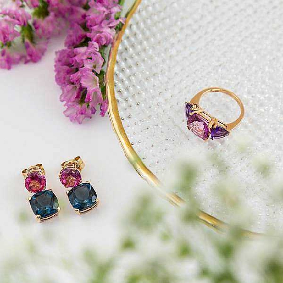 Pendientes Joyería | Pendientes De Oro Con Brillantes Y Cuarzo Rosa